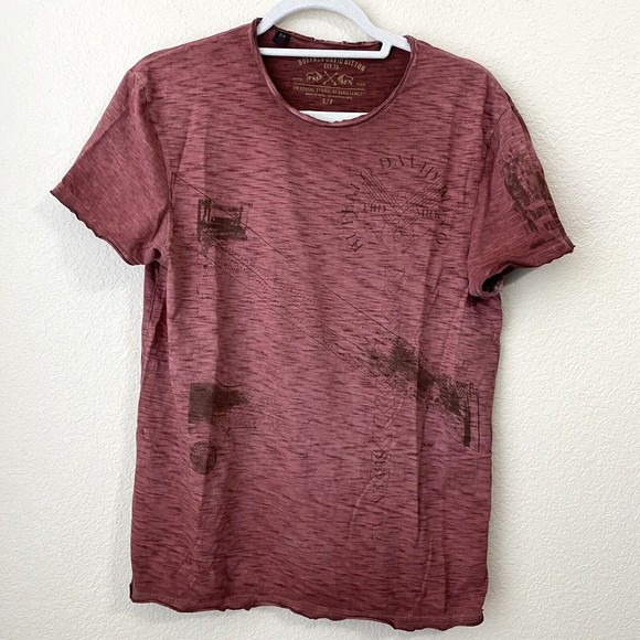 Buffalo David Bitton Shirt Small Cotton Red Graphic Short Sleeve Tee L4 - Picture 1 of 8